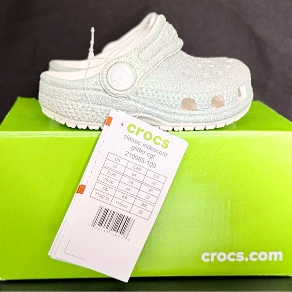 CROCS Kids Sparkly White Water Shoes - Picture 9 of 9